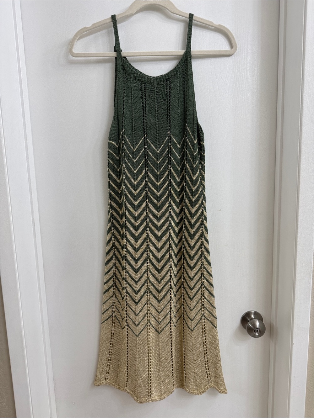 Gorgeous Chevron Knit Maxi Dress - Olive and Gold